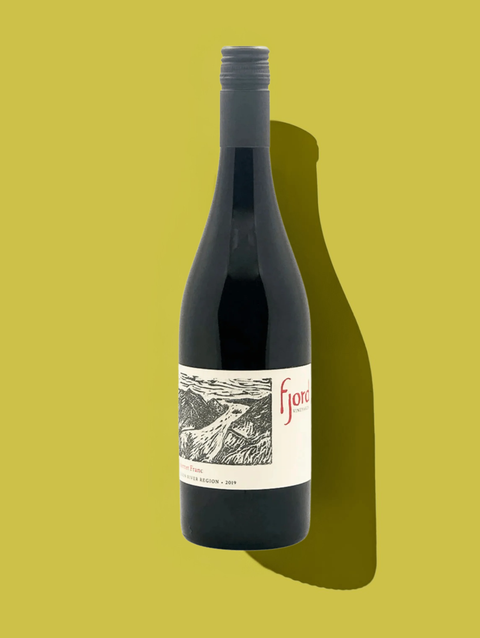 A bottle of Fjord Winery's Cab Franc, with familiar flavours of berries and spice from an unfamilar region