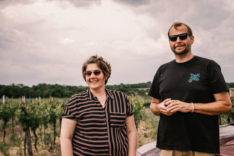 Alex and Maria Koppitsch in their vineyard in Burgenland, where they grow grapes such as Blaufrankisch used in this sparkling rose. 