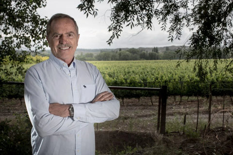 Patricio Gouguenheim standing in front of his quality vineyards, which are at high altitude in the Uco Valley, Argentina. 