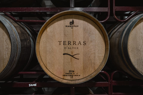 Terras d'alter large wooden barrels used for ageing the Telhas Tinto red wine